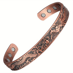 Vintage Dragon & Phoenix Pattern Copper Magnetic Bracelet