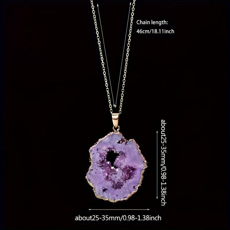 Gilded Agate Stone Quartz Chip Pendant Necklace for Witchcraft