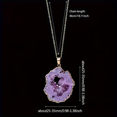 Gilded Agate Stone Quartz Chip Pendant Necklace for Witchcraft