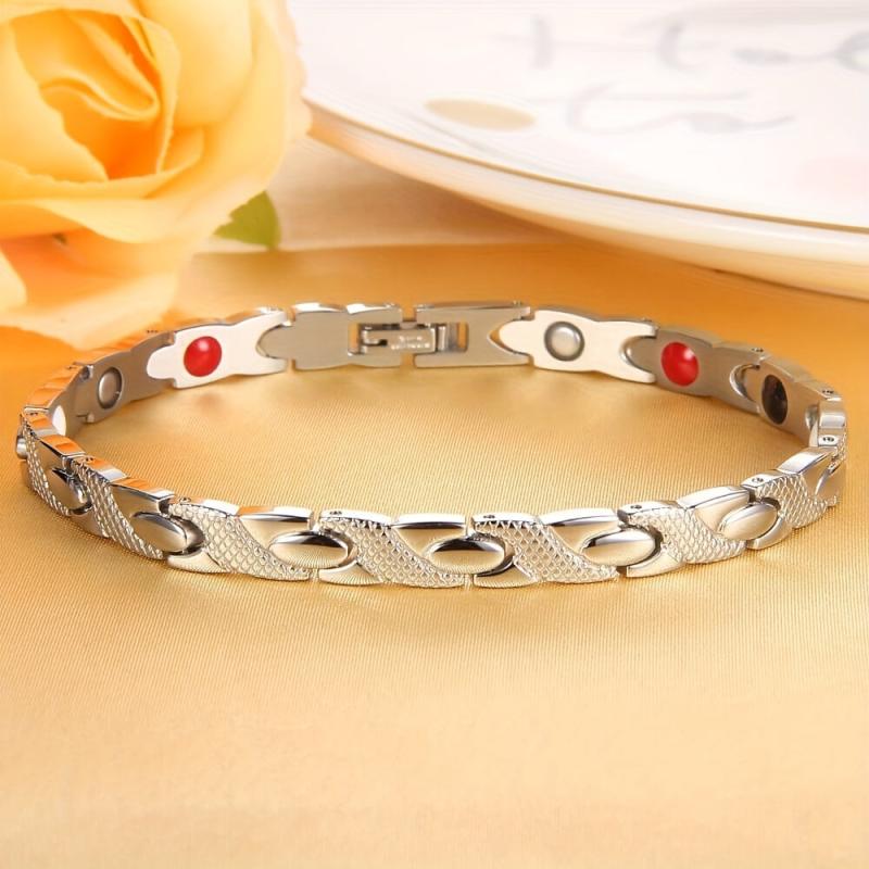 Women's Titanium Steel Magnetic Therapy Bracelet with Adjustment Tool