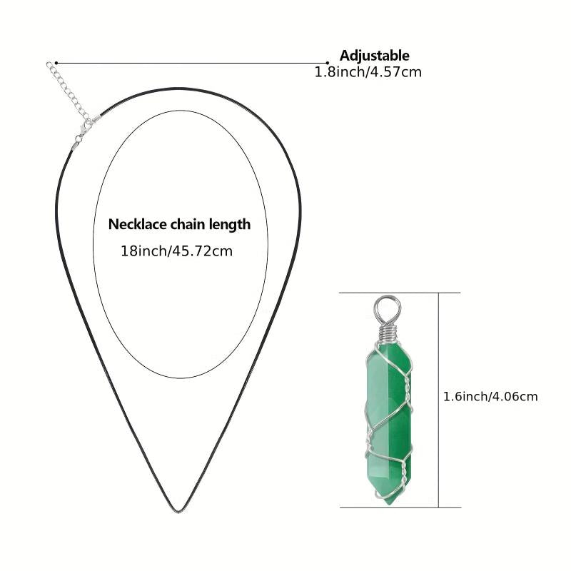 Green Aventurine Silk Wrapped Pendant Leather Necklace