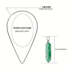 Green Aventurine Silk Wrapped Pendant Leather Necklace