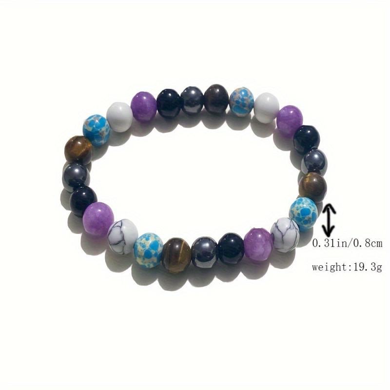 Amethyst Pine Stone Mixed Round Bead Bracelet Meditation