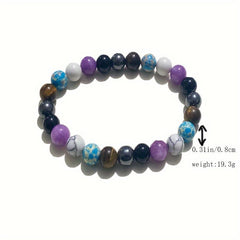 Amethyst Pine Stone Mixed Round Bead Bracelet Meditation