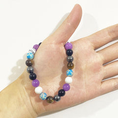 Amethyst Pine Stone Mixed Round Bead Bracelet Meditation