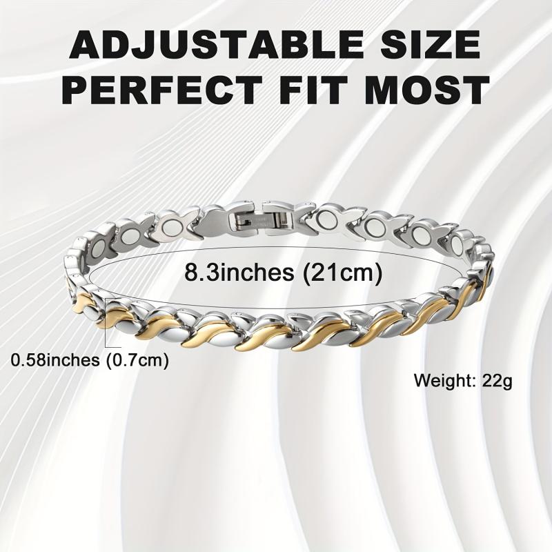 2pcs Titanium Steel Magnetic Bracelets with Ultra Strength Magnets