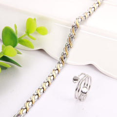 2pcs Titanium Steel Magnetic Bracelets with Ultra Strength Magnets
