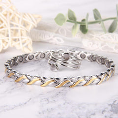 2pcs Titanium Steel Magnetic Bracelets with Ultra Strength Magnets