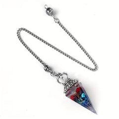 Crystal Crushed Stone Resin Crown Spirit Pendulum With Chain