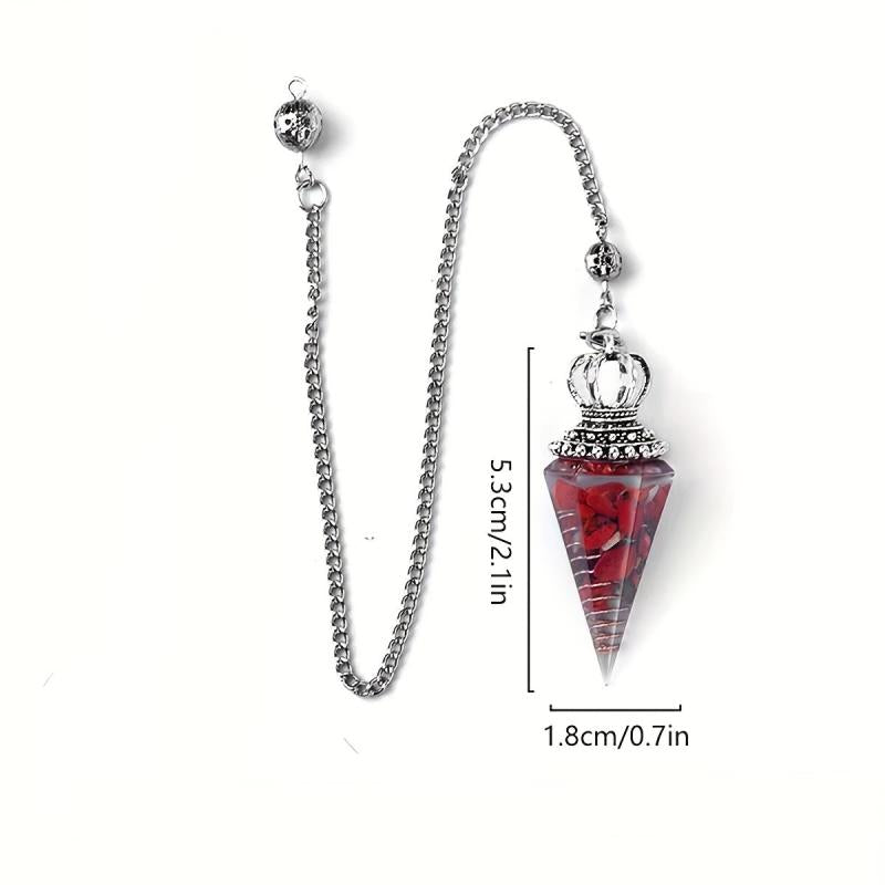 Crystal Crushed Stone Resin Crown Spirit Pendulum With Chain