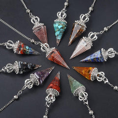 Crystal Crushed Stone Resin Crown Spirit Pendulum With Chain