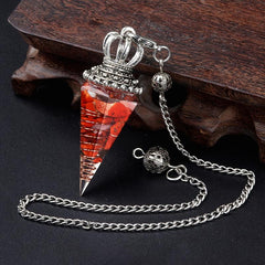 Crystal Crushed Stone Resin Crown Spirit Pendulum With Chain