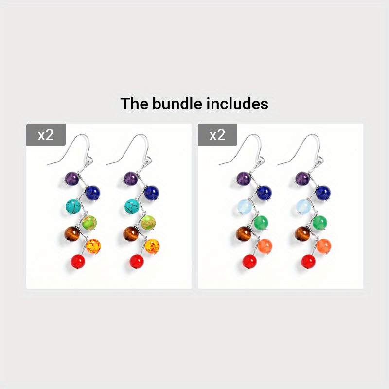 Balancing Crystal Earrings 7 Chakra Dangle Hook Healing Energy Earrings