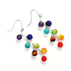 Balancing Crystal Earrings 7 Chakra Dangle Hook Healing Energy Earrings