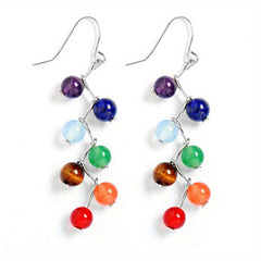 Balancing Crystal Earrings 7 Chakra Dangle Hook Healing Energy Earrings