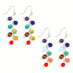 Balancing Crystal Earrings 7 Chakra Dangle Hook Healing Energy Earrings
