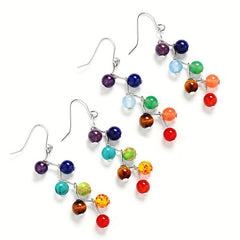 Balancing Crystal Earrings 7 Chakra Dangle Hook Healing Energy Earrings