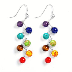 Balancing Crystal Earrings 7 Chakra Dangle Hook Healing Energy Earrings