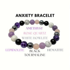 Amethyst Pine Stone Round Bead Bracelet Stress Relief Gift