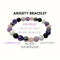 Amethyst Pine Stone Round Bead Bracelet Stress Relief Gift
