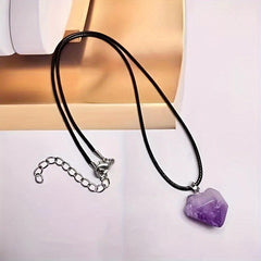 Amethyst Quartz Bracelet Pendant Necklace Set Purple Gemstone For Energy
