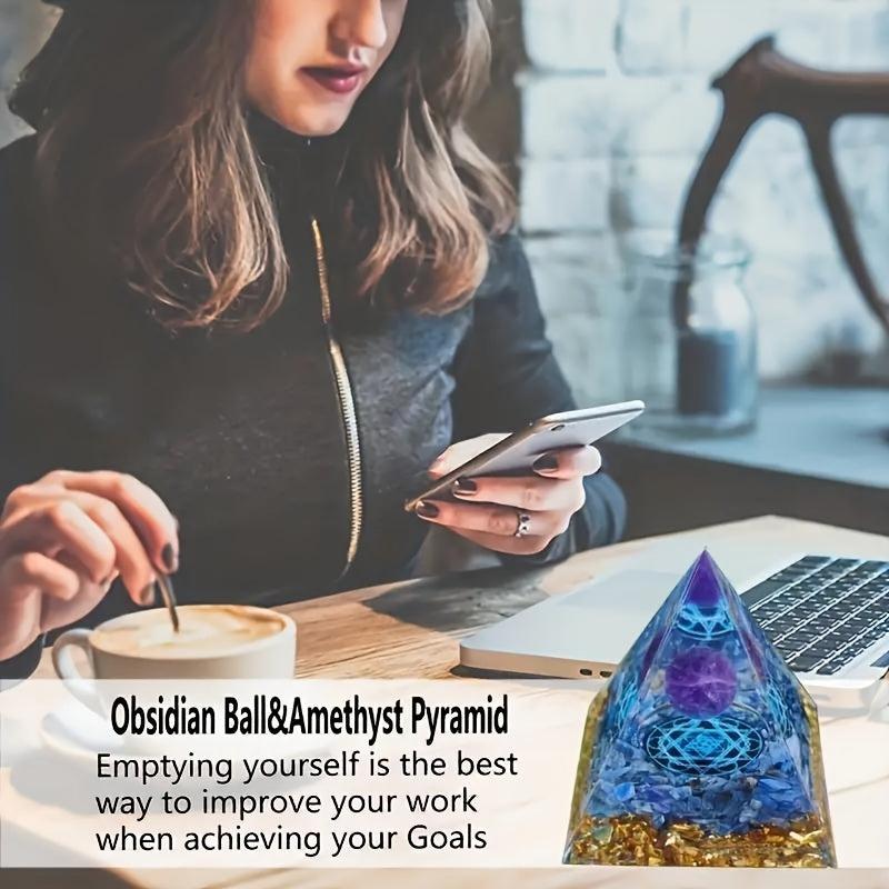 Orgonite Pyramid Crystal Positive Energy Attracts Wealth Home Office Decor