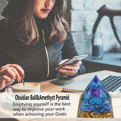 Orgonite Pyramid Crystal Positive Energy Attracts Wealth Home Office Decor