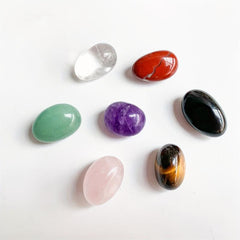 Chakra Rolling Stones & Clear Quartz Point Gemstones Set