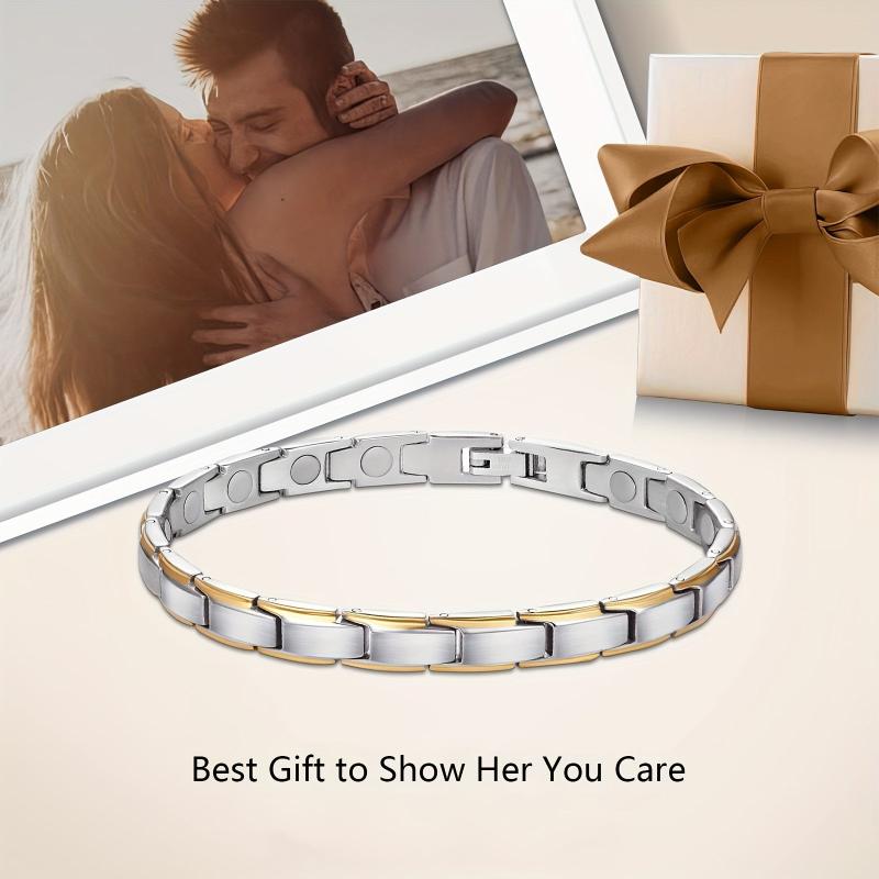 Men's Titanium Steel Magnetic Bracelet with Links Removal Tool