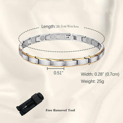 Men's Titanium Steel Magnetic Bracelet with Links Removal Tool