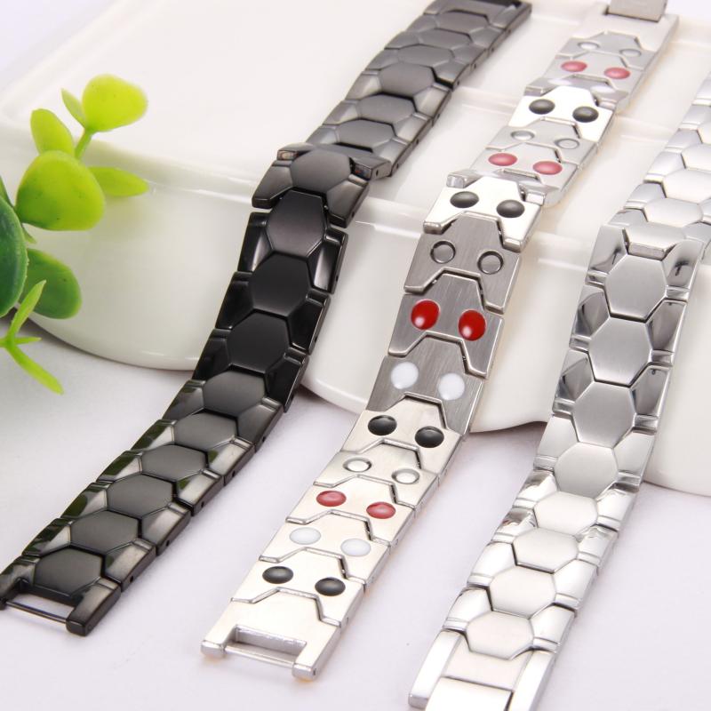 Men's Titanium Steel Magnetic Bracelet Ultra Strength Magnets Adjustable Length