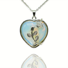 Leaf Heart Crystal Healing Pendant Necklace
