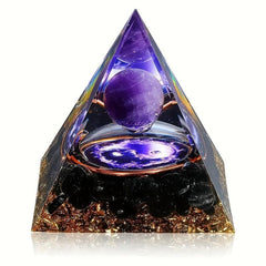 Natural Amethyst Orgone Pyramid Sphere Healing Crystal Decoration