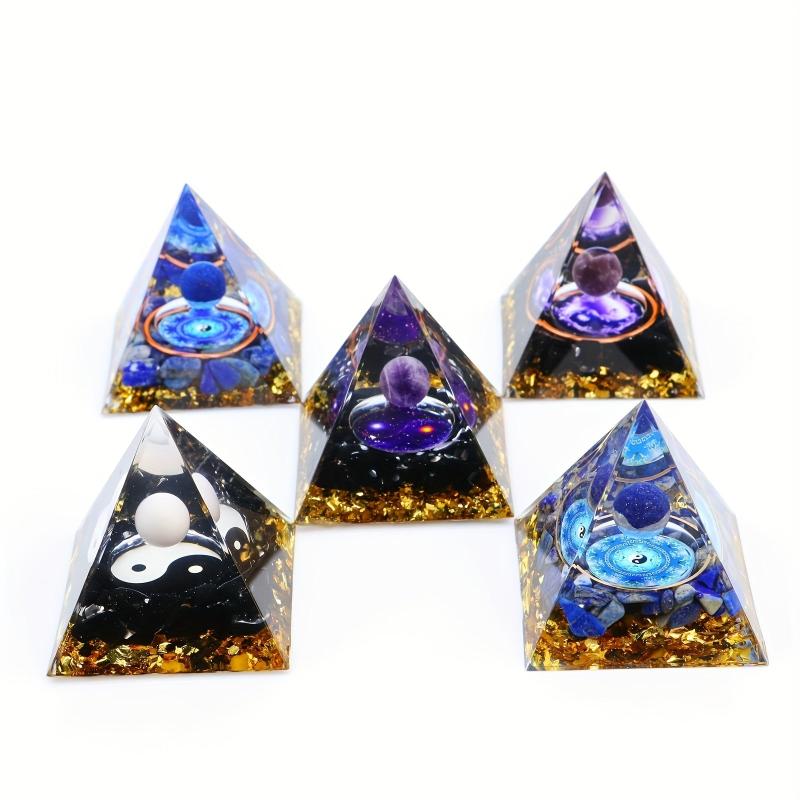 Natural Amethyst Orgone Pyramid Sphere Healing Crystal Decoration