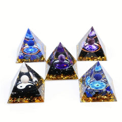 Natural Amethyst Orgone Pyramid Sphere Healing Crystal Decoration
