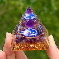 Natural Amethyst Orgone Pyramid Sphere Healing Crystal Decoration