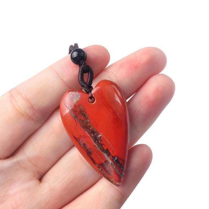 40mm Agate Stone Heart Crystal Pendant Necklace Natural Quartz Stone Pendant