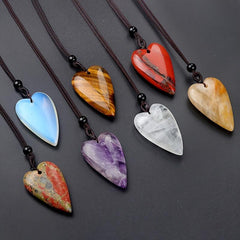 40mm Agate Stone Heart Crystal Pendant Necklace Natural Quartz Stone Pendant