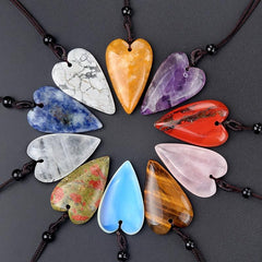 40mm Agate Stone Heart Crystal Pendant Necklace Natural Quartz Stone Pendant