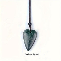 40mm Agate Stone Heart Crystal Pendant Necklace Natural Quartz Stone Pendant