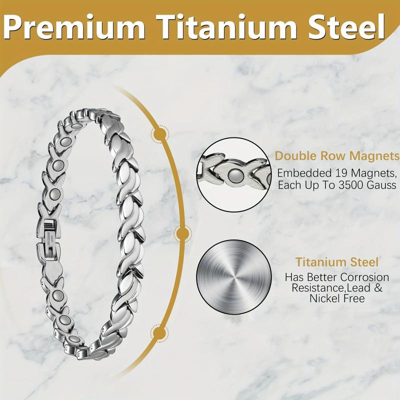 Magnetic Titanium Steel Bracelet 3500 Gauss Effective Magnets