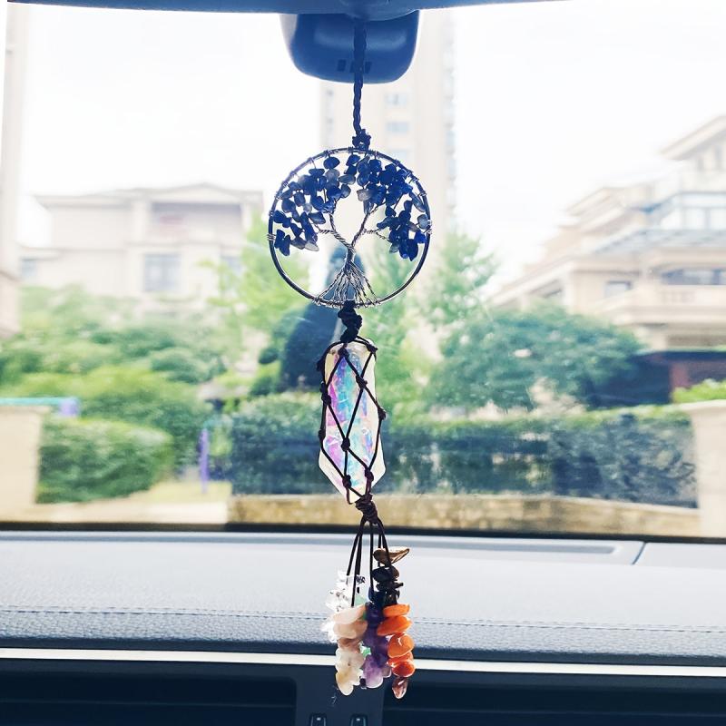 1PC Raw Crystal Tree Of Life Car Jewelry Chakra Reiki Meditation Pendant