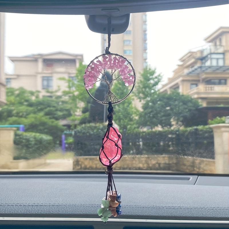 1PC Raw Crystal Tree Of Life Car Jewelry Chakra Reiki Meditation Pendant