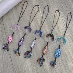 1PC Raw Crystal Tree Of Life Car Jewelry Chakra Reiki Meditation Pendant