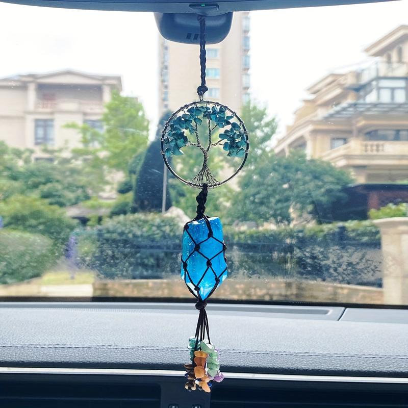 1PC Raw Crystal Tree Of Life Car Jewelry Chakra Reiki Meditation Pendant