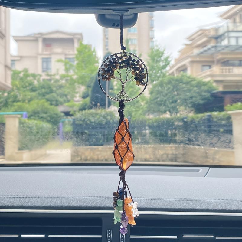 1PC Raw Crystal Tree Of Life Car Jewelry Chakra Reiki Meditation Pendant