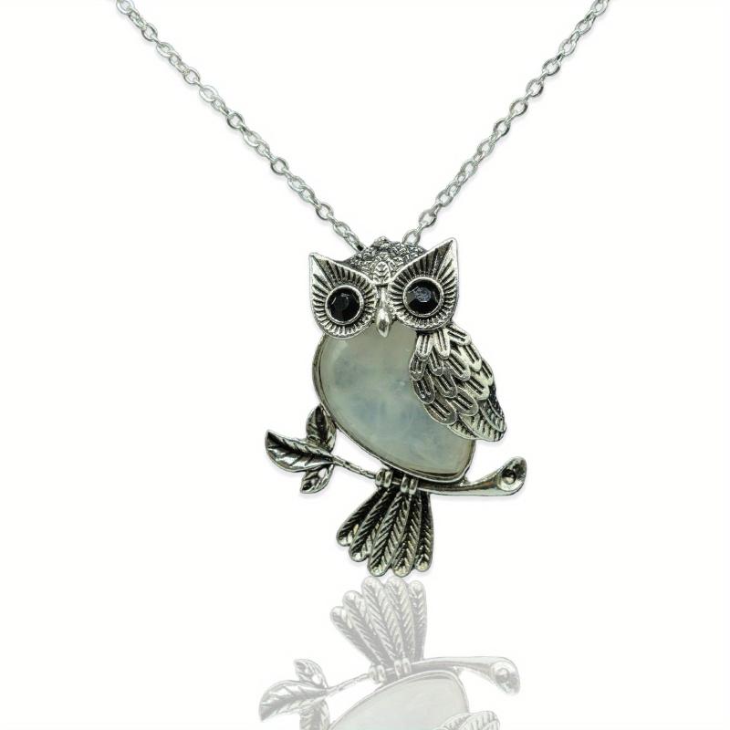 Owl Crystal Healing Pendant Necklace for Women