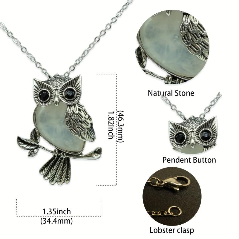 Owl Crystal Healing Pendant Necklace for Women