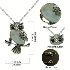 Owl Crystal Healing Pendant Necklace for Women