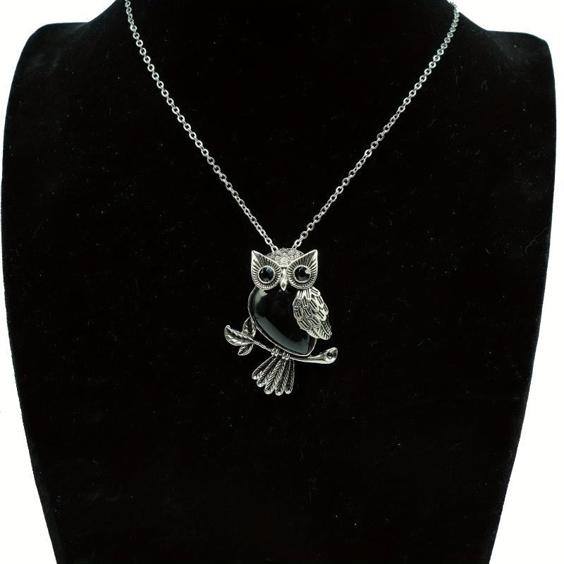 Owl Crystal Healing Pendant Necklace for Women